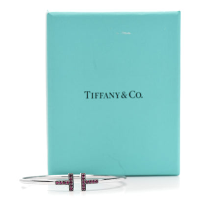 Tiffany 18K White Gold Ruby T Wire Bracelet 5 of 5