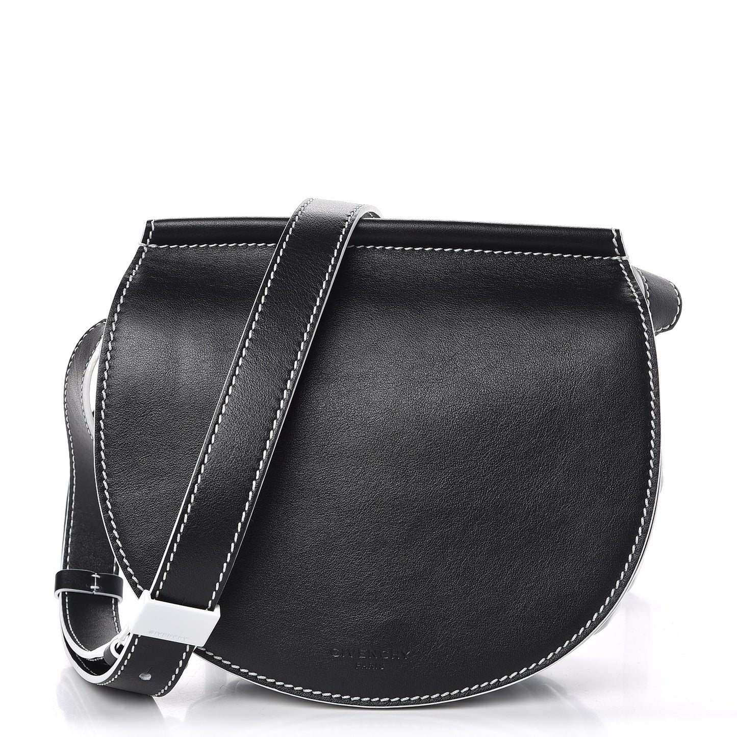 Calfskin Mini Infinity Saddle Bag Black White