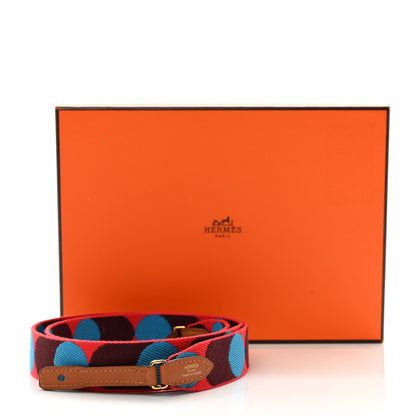 Hermes Toile Swift 25mm Sangle Flipperball To Go Shoulder Strap Rouge De Coeur Bleu Frida Gold 5 of 5