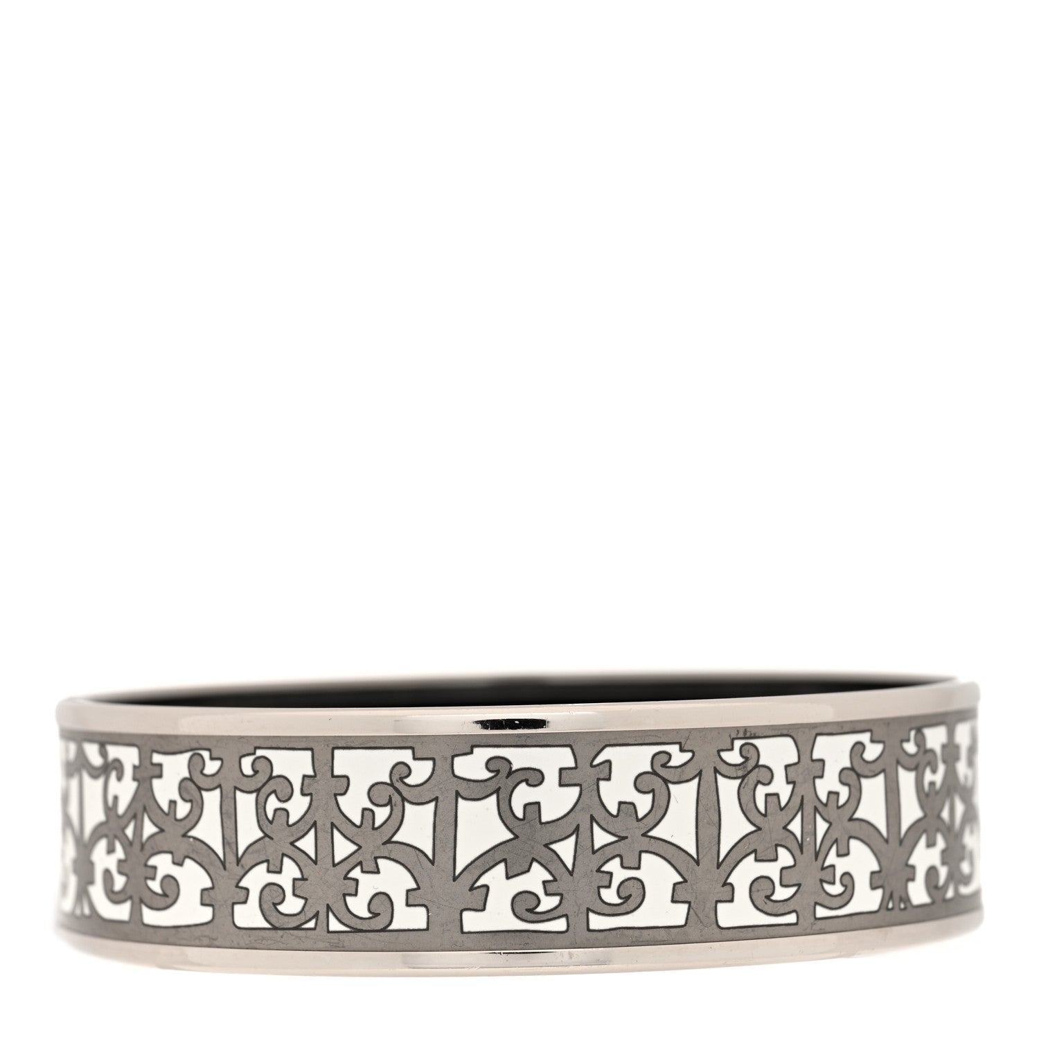 Hermes Enamel Printed Wide Balcons du Guadalquivir Bracelet 70 Silver 1 of 5