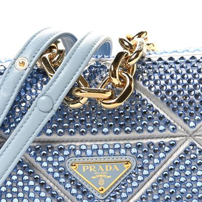 Prada Satin Crystal Mini Bag With Chain Celeste 7 of 9