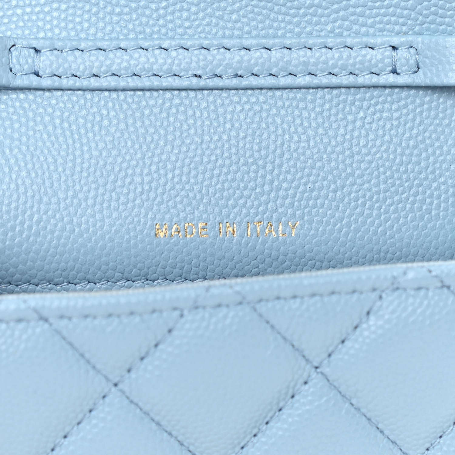 Chanel Caviar Quilted Crystal CC Airpods Pro and Phone Case With Chain Light Blue 7 of 11