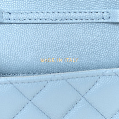 Chanel Caviar Quilted Crystal CC Airpods Pro and Phone Case With Chain Light Blue 7 of 11