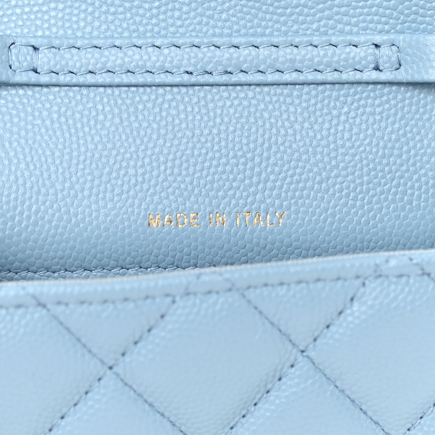 Caviar Quilted Crystal CC Airpods Pro and Phone Case With Chain Light Blue
