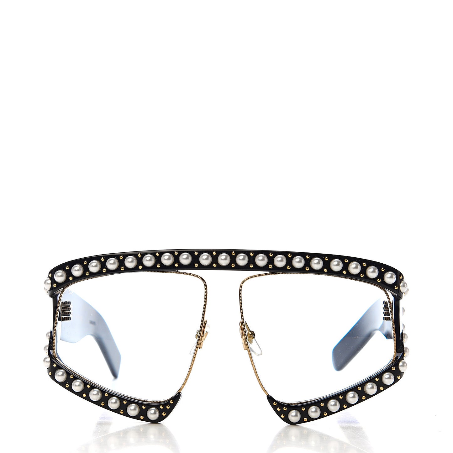 Acetate Pearl Rectangular Frame Sunglasses GG0234S Black