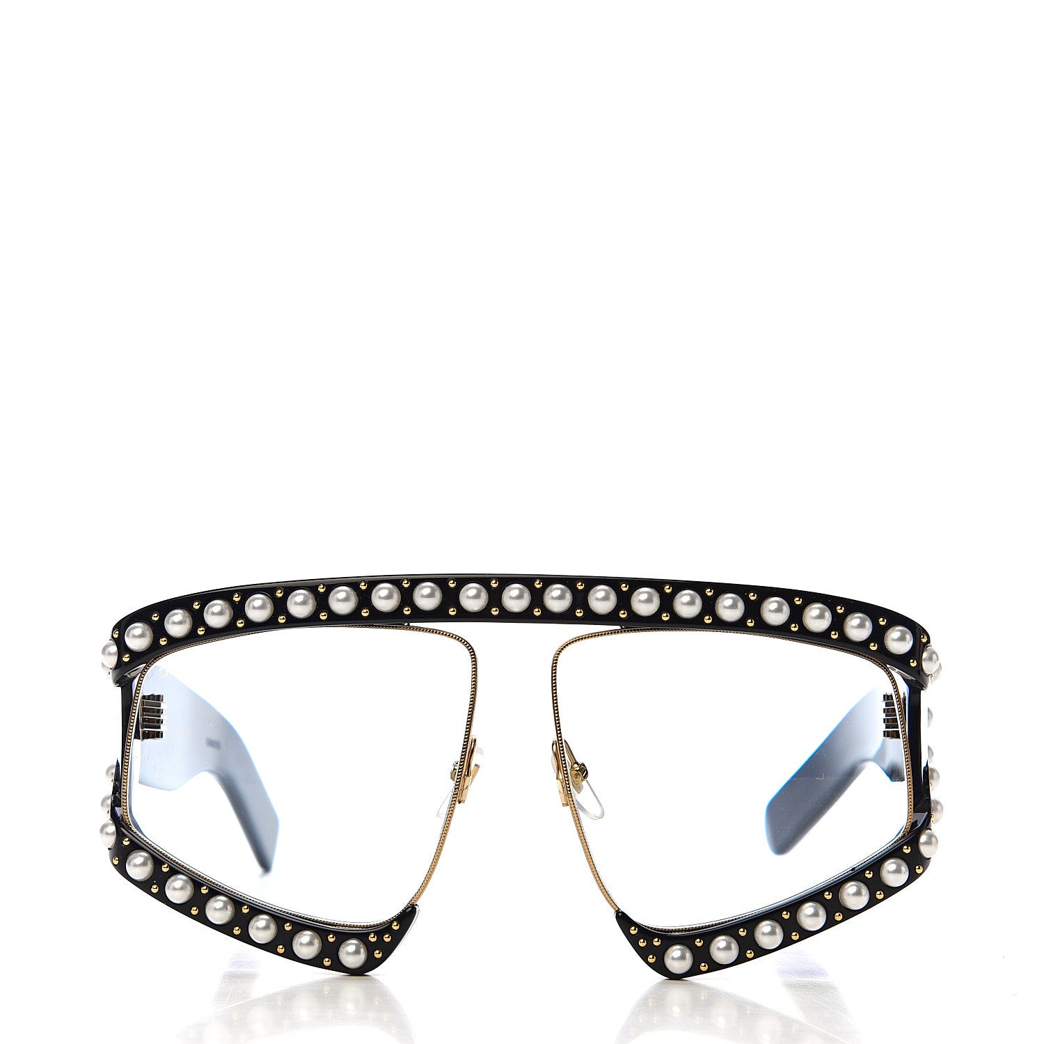 Gucci Acetate Pearl Rectangular Frame Sunglasses GG0234S Black 3 of 8