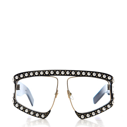 Gucci Acetate Pearl Rectangular Frame Sunglasses GG0234S Black 3 of 8