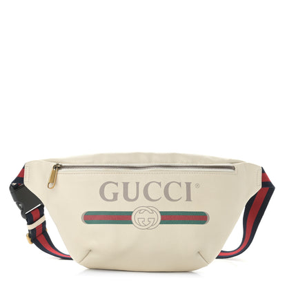 Gucci Grained Calfskin Logo Belt Bag White 1 of 10
