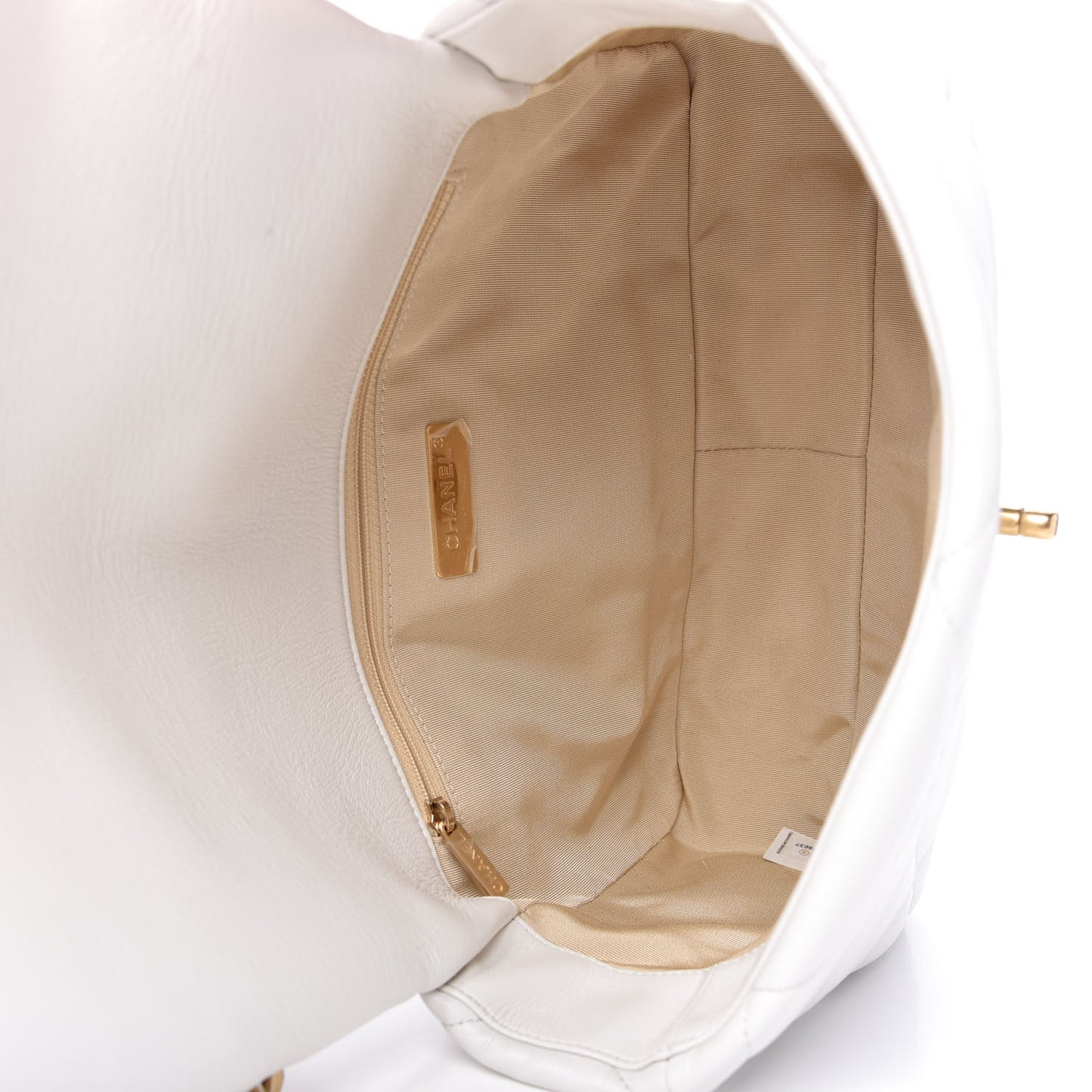 Goatskin Quilted Large Chanel 19 Flap White