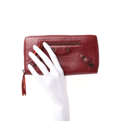 Balenciaga Agneau Classic Hardware Continental Zip Around Wallet Rouge Cerise 2 of 7