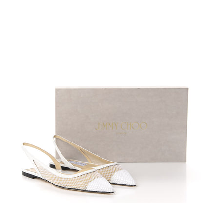 Jimmy Choo Patent Mesh Calfskin Fetto Flats 36.5 Latte 9 of 9