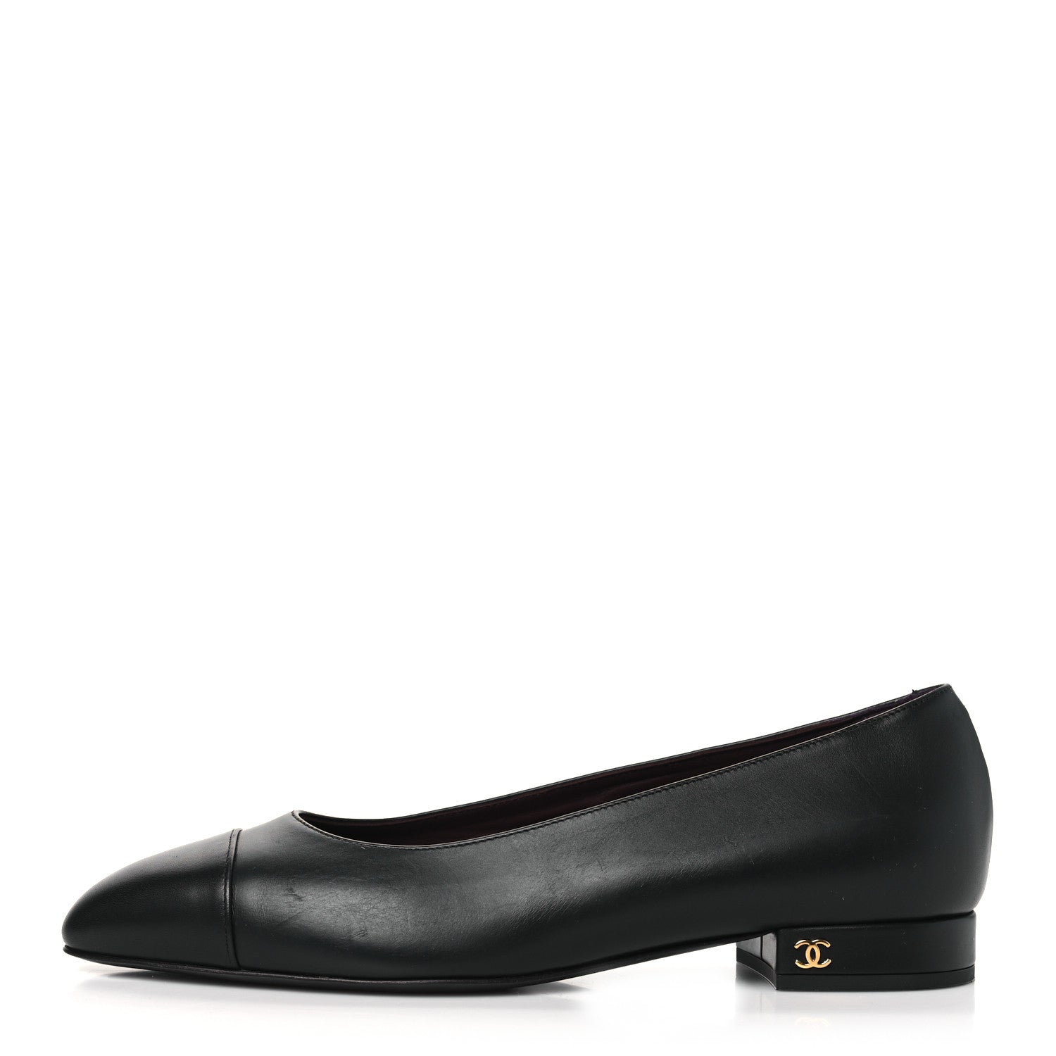Chanel Lambskin Cap Toe CC Uniform Ballerina Flats 39 Black 1 of 8