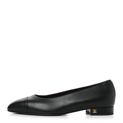 Chanel Lambskin Cap Toe CC Uniform Ballerina Flats 39 Black 1 of 8