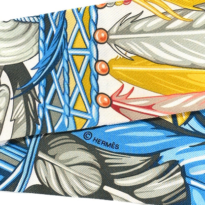 Hermes Silk La Danse Pacifique Twilly Jaune D'Or Kaki Orange 5 of 5