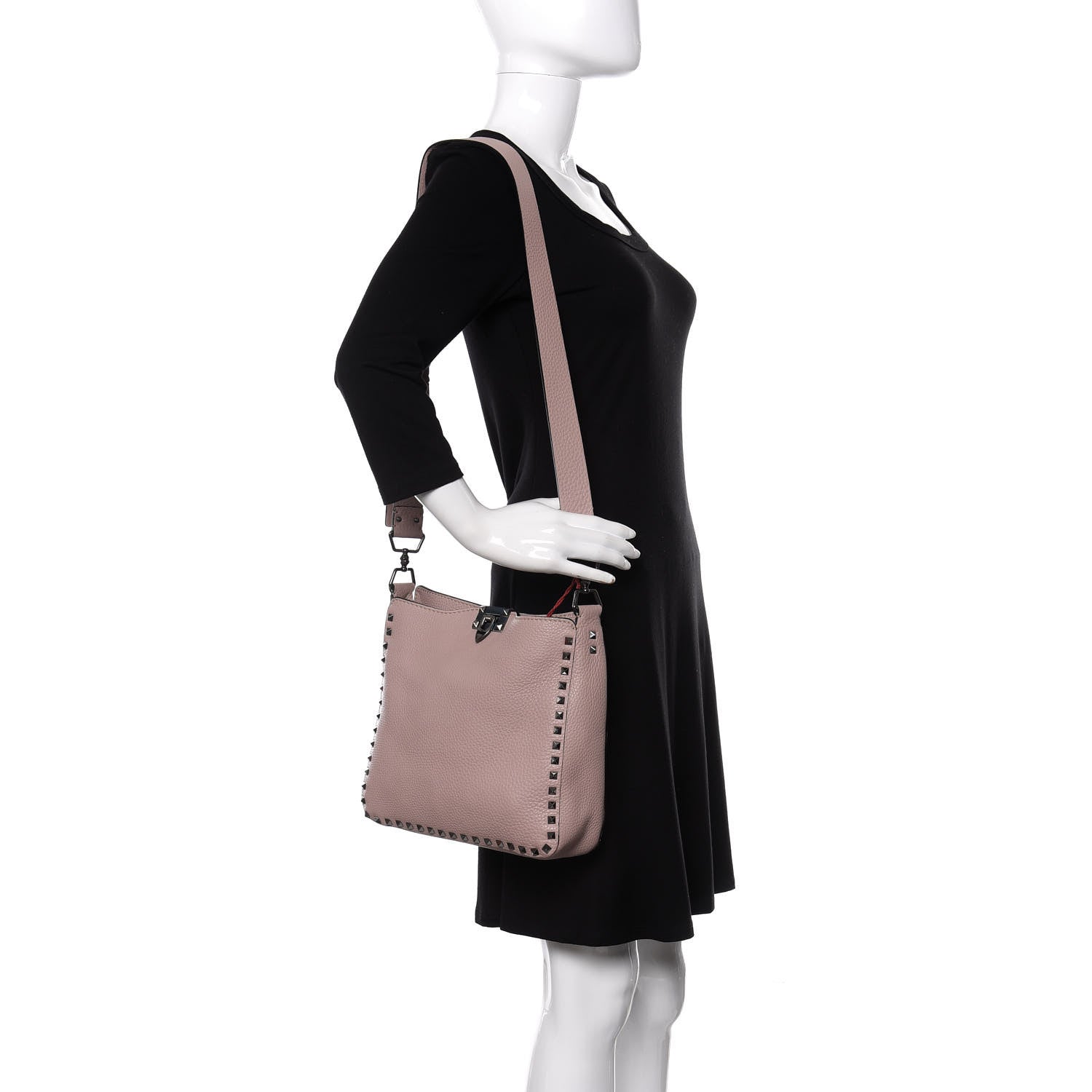 Valentino Garavani Pebbled Calfskin Small Rockstud Flip-Lock Messenger Bag Poudre 2 of 8