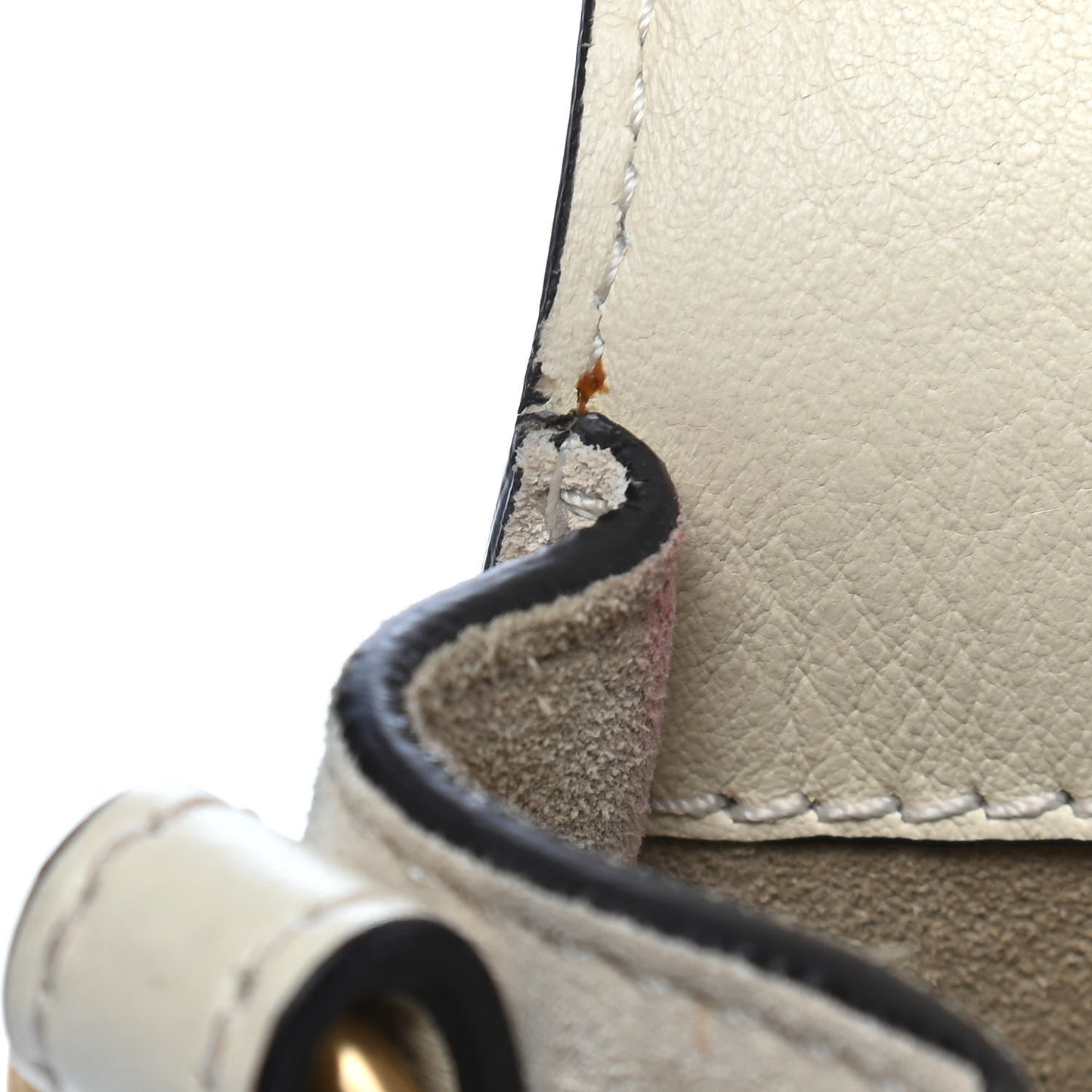 Calfskin Suede Medium Nile Bracelet Bag Off White