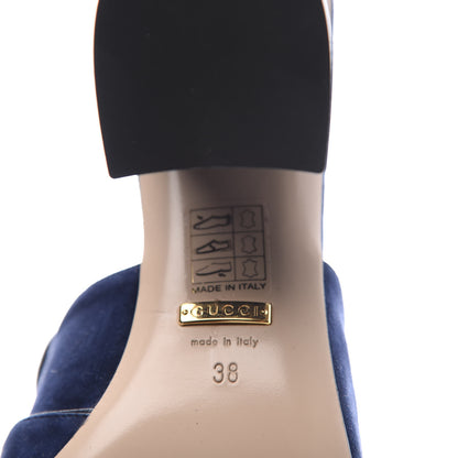 Gucci Kid Scamosciato GG Marmont Fringe 75mm Slide Sandals 38 Blue Ink 9 of 10