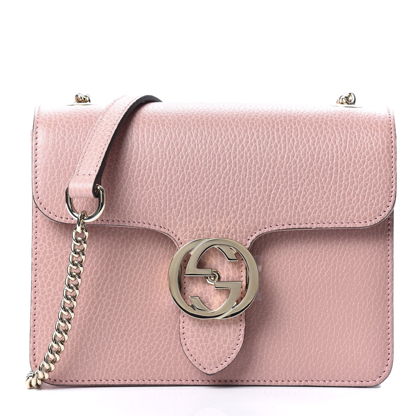 Dollar Calfskin Small Interlocking G Shoulder Bag Soft Pink