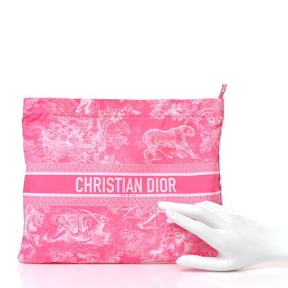 Christian Dior Embroidered Toile De Jouy Diortravel Zipped Pouch Pink 2 of 9