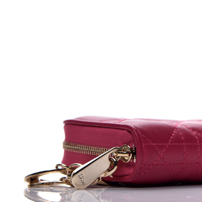 Christian Dior Lambskin Cannage Mini Lady Dior Zip Portemonnaie Fuchsia 7 of 8