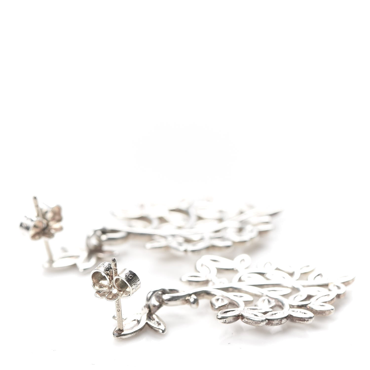 Tiffany Sterling Silver Paloma Picasso Olive Leaf Drop Earrings 3 of 5