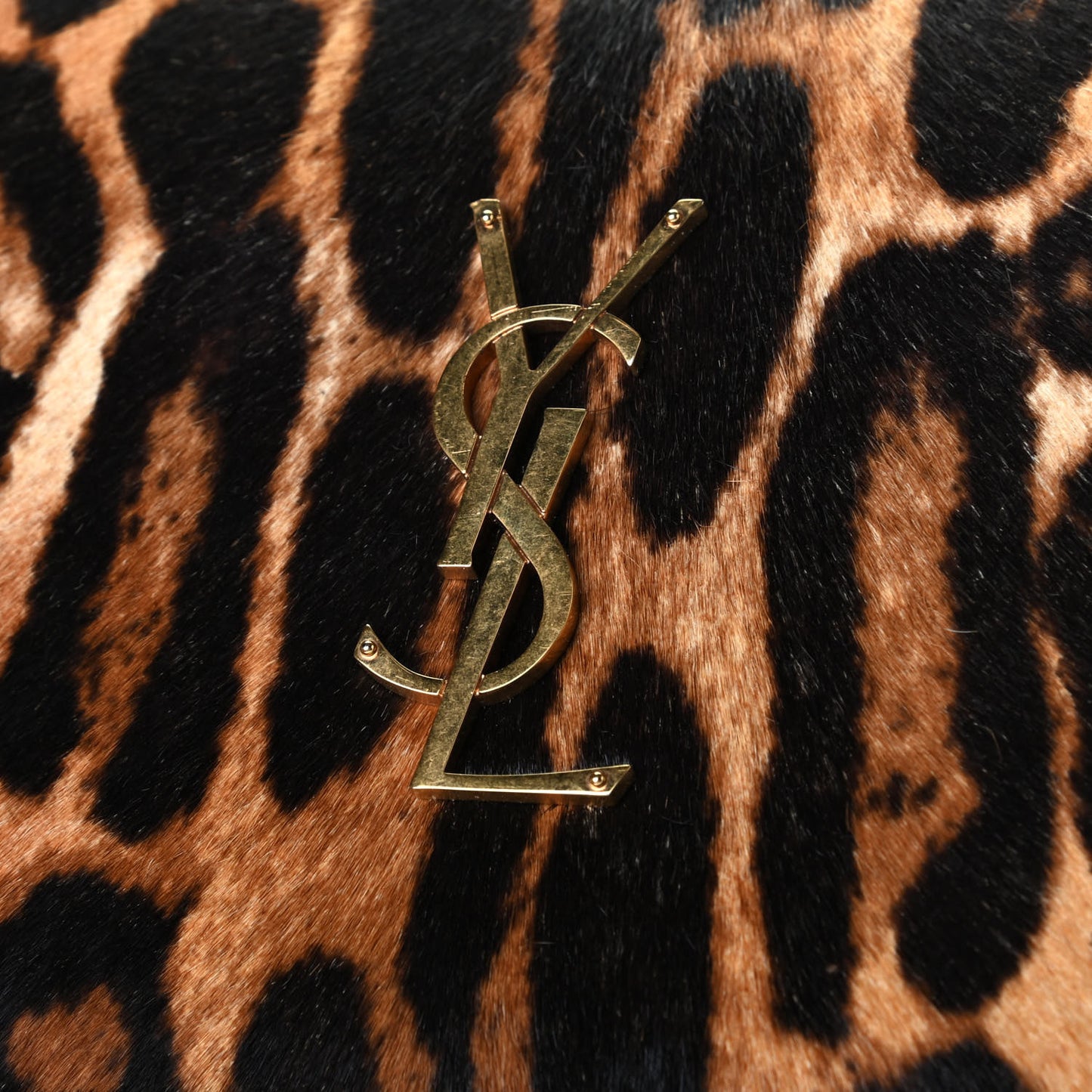 Calf Hair Monogram Chain Wallet Leopard