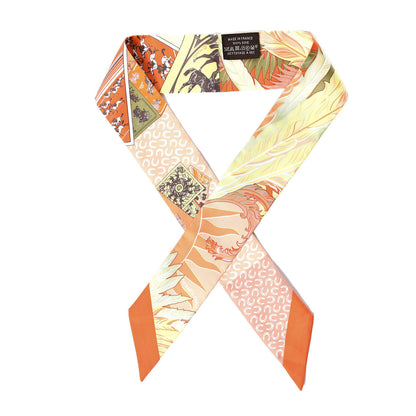 Hermes Silk Cheval Phoenix Twilly Orange Jaune Vif Vert 1 of 5