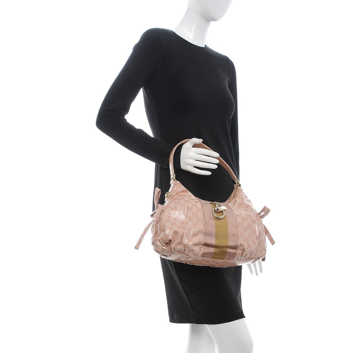 Crystal Monogram Web Hobo Blush