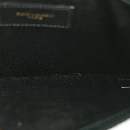 Saint Laurent Calfskin Crocodile Embossed Uptown Monogram Clutch  Dark Mint 5 of 7