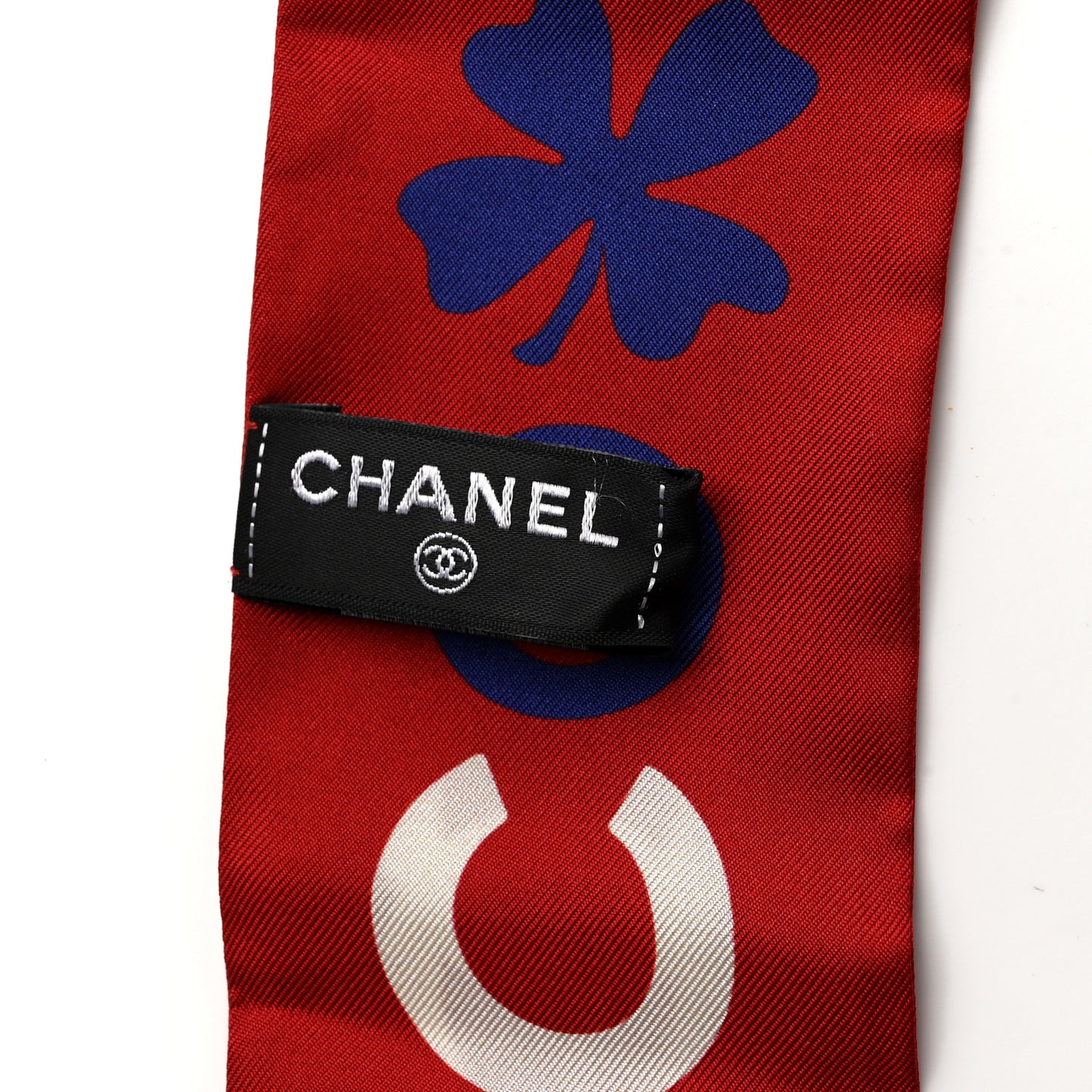 Silk Slim Bandeau Scarf Dark Red Blue White