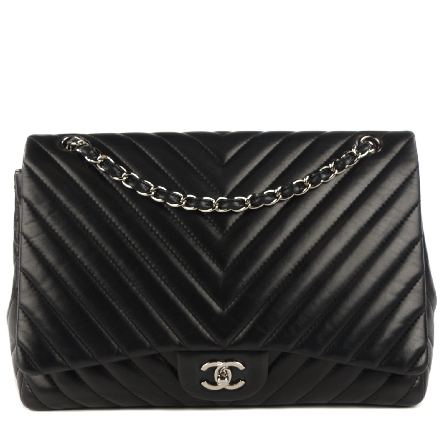 Chanel Lambskin Chevron Quilted Maxi Flap Black 1 of 8