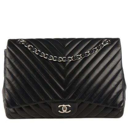 Chanel Lambskin Chevron Quilted Maxi Flap Black 1 of 8