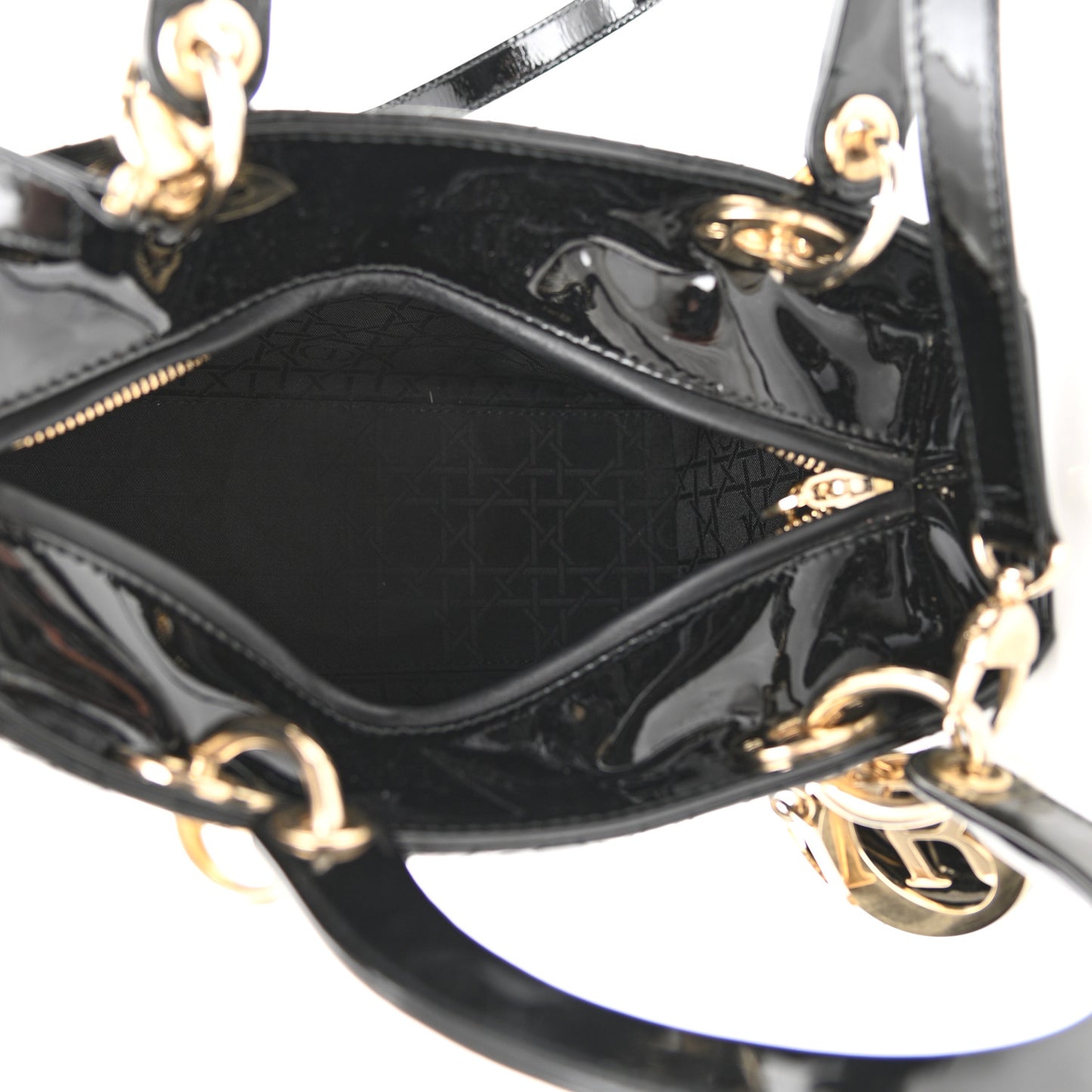 Patent Cannage Small Lady Dior Black