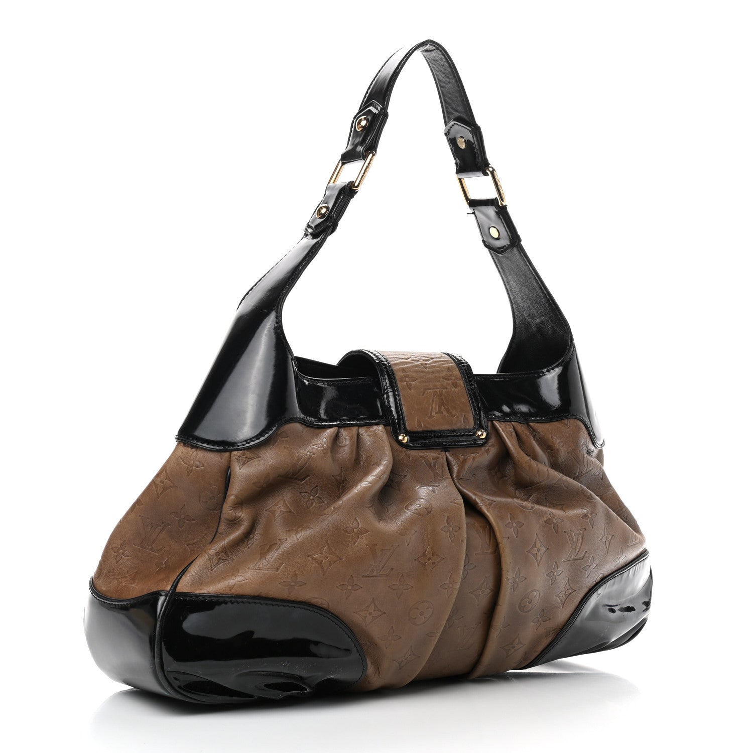 Louis Vuitton Monogram Embossed Polly Hobo Taupe 2 of 8