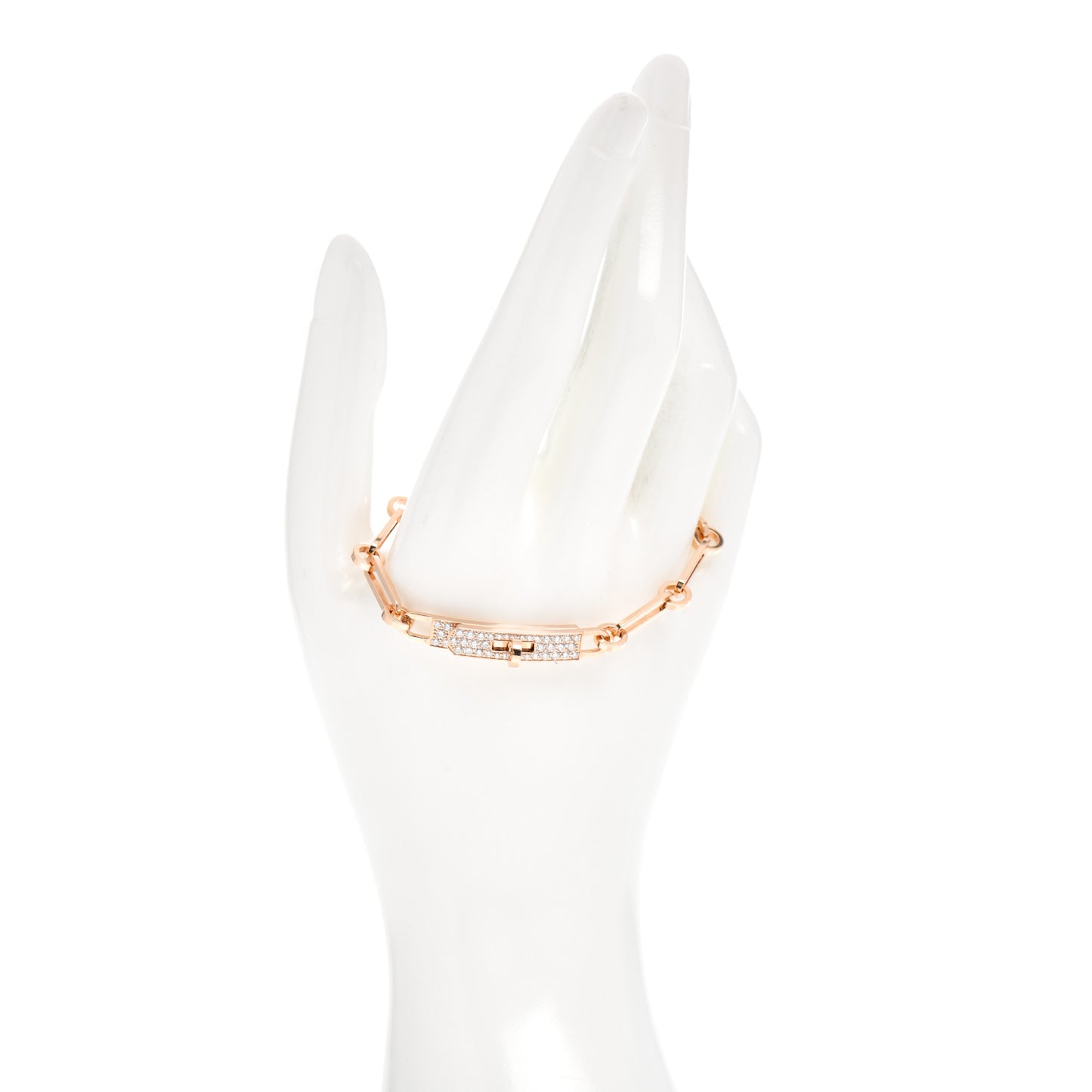 18K Rose Gold Diamond Pave PM Kelly Chaine Bracelet SH