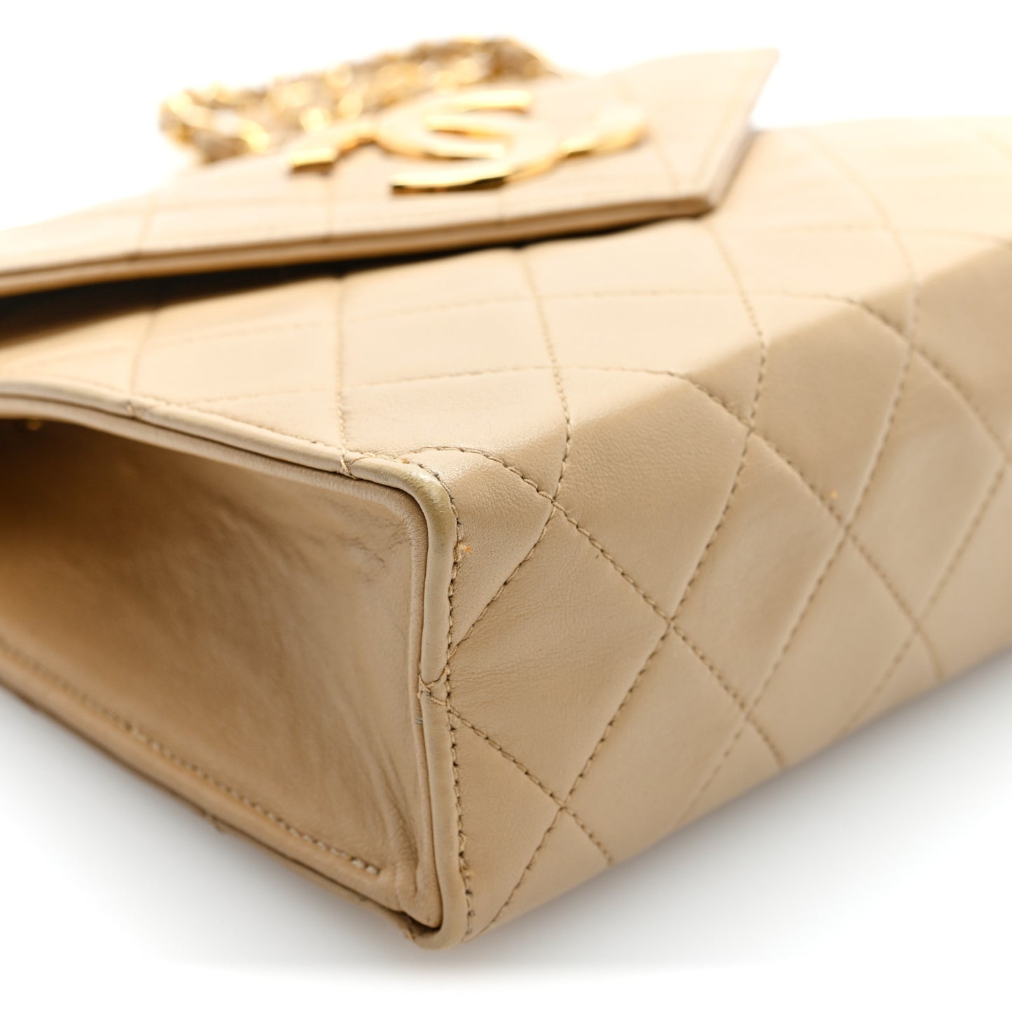Lambskin Quilted Envelope Flap Beige