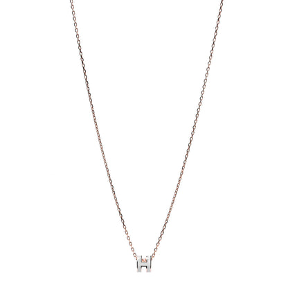 Hermes Lacquered Rose Gold Mini Pop H Pendant Necklace White 1 of 4