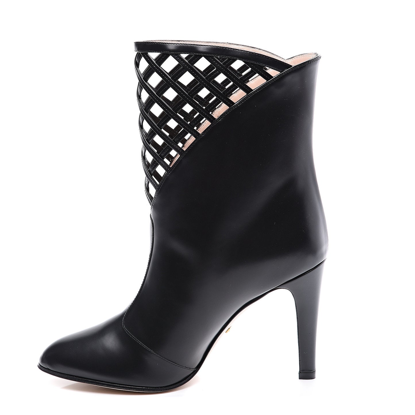 Plume Calfskin Damir Lattice Cutout Boots 38.5 Black