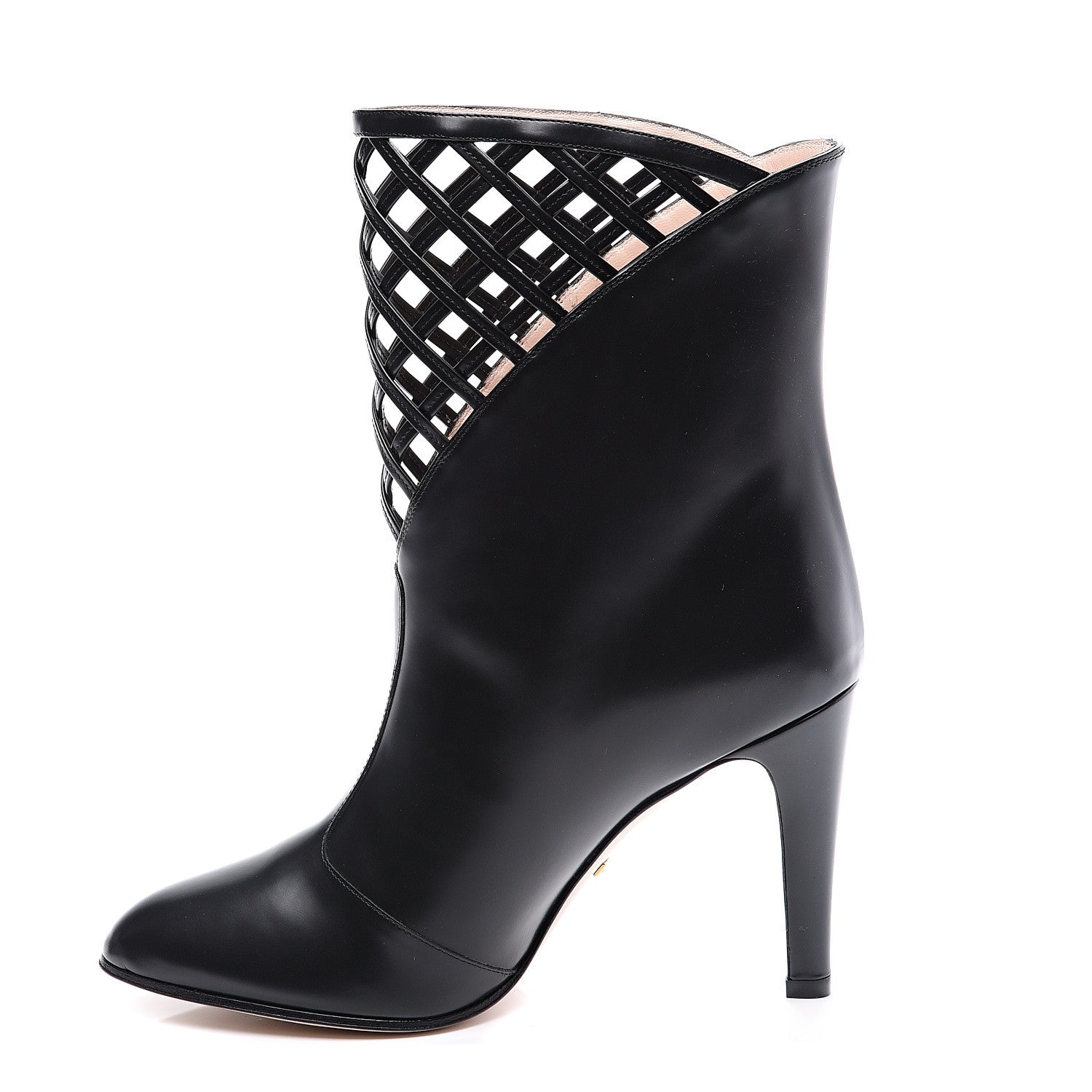 Gucci Plume Calfskin Damir Lattice Cutout Boots 38.5 Black 1 of 11