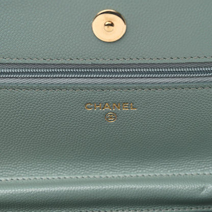 Chanel Caviar Quilted Wallet on Chain WOC Light Blue 6 of 13