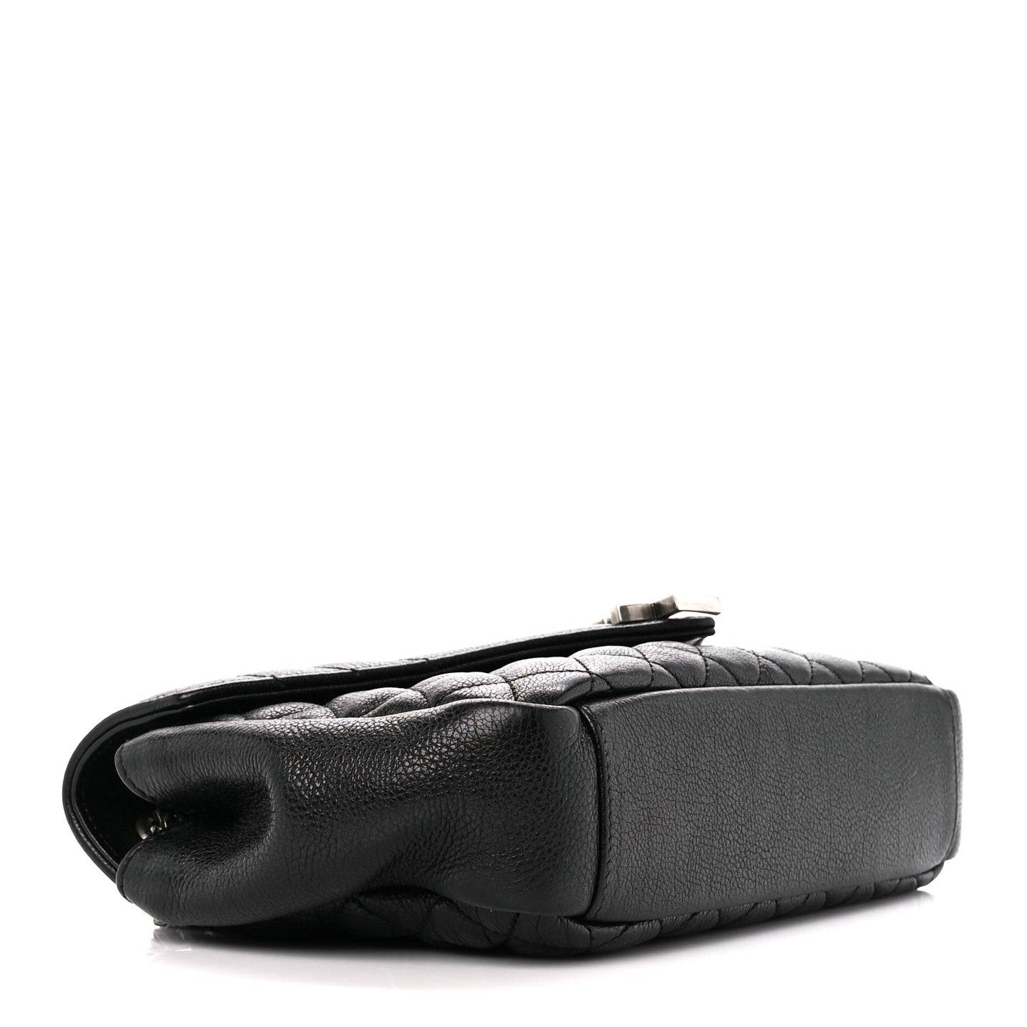Sheepskin Tri-Quilt Monogram Medium College Bag Black