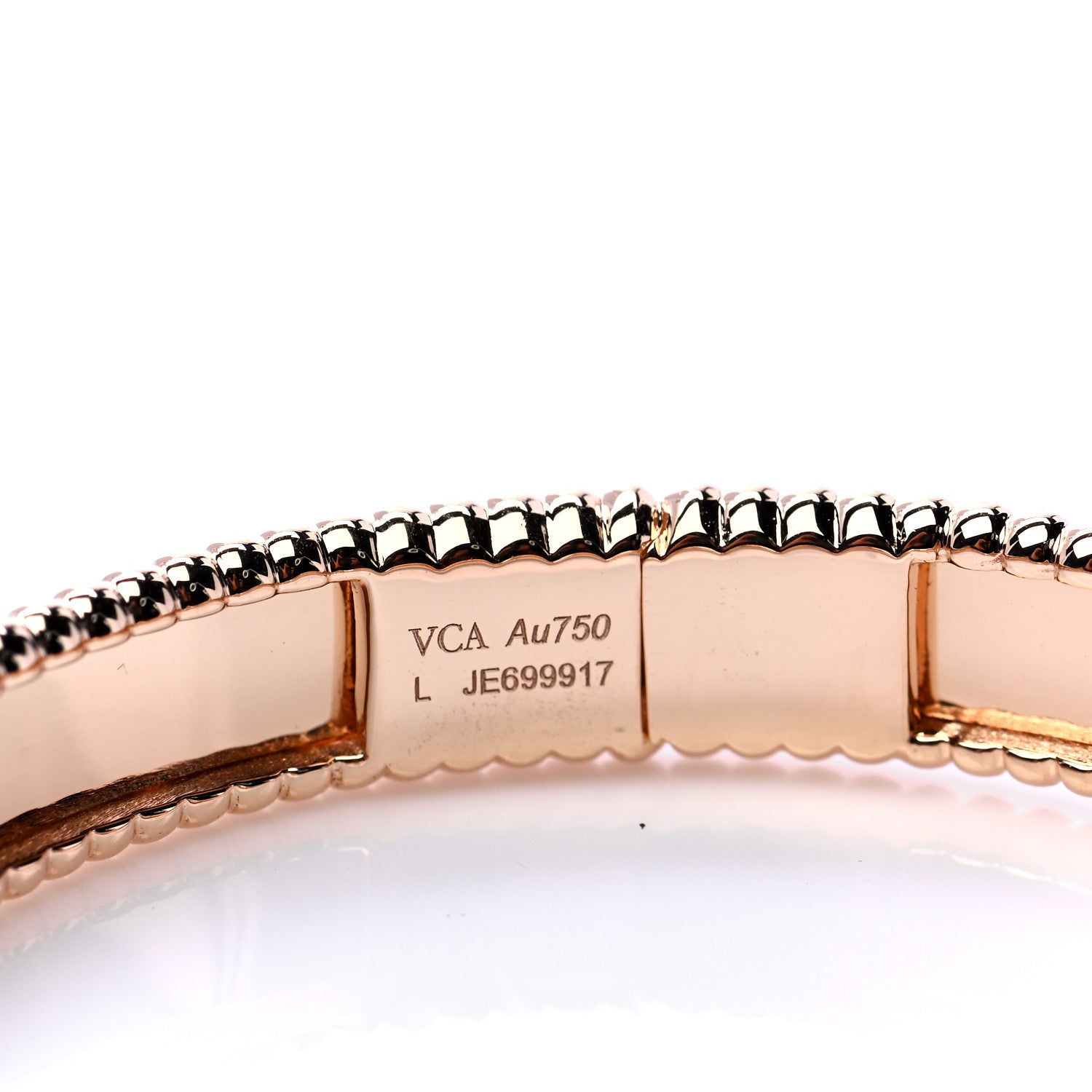 Van Cleef & Arpels 18K Rose Gold Perlee Signature Bangle Bracelet L 4 of 7
