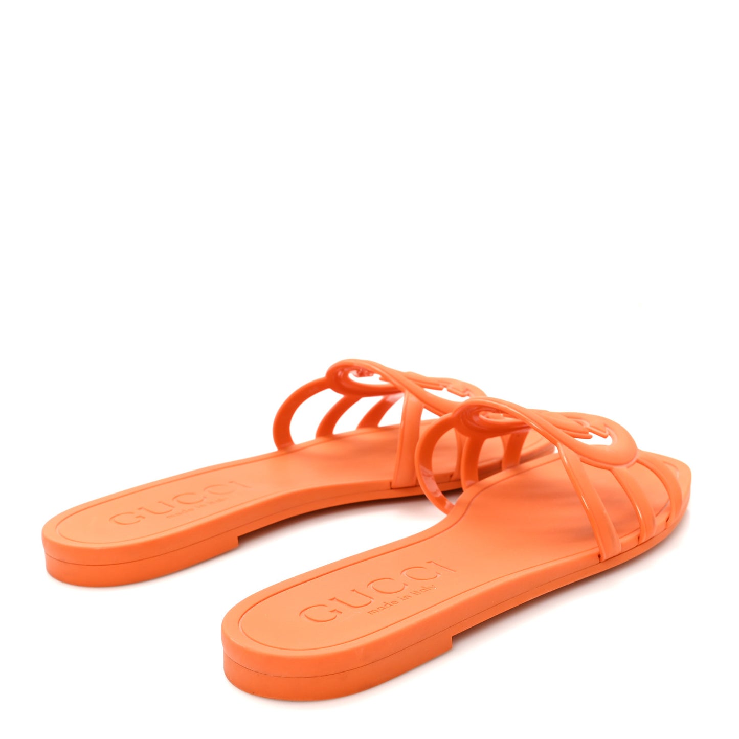 Rubber Interlocking G Womens Slide Sandals 36 Persimmon Orange
