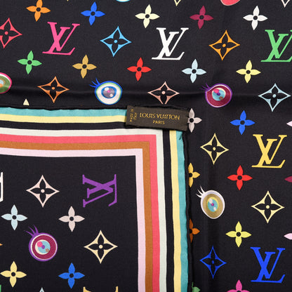 Louis Vuitton Silk Multicolor Eye Love Scarf Black 4 of 4