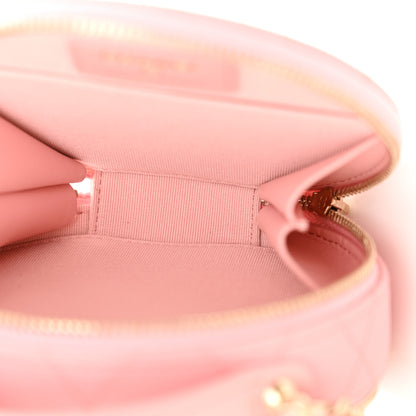 Chanel Caviar Quilted Round Handle With Care Vanity With Chain Pink 6 of 12