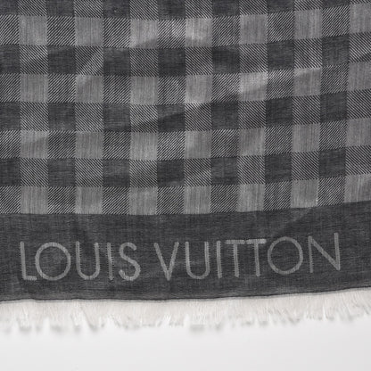 Louis Vuitton Cotton Silk Wool Damier Stole Gris 3 of 7