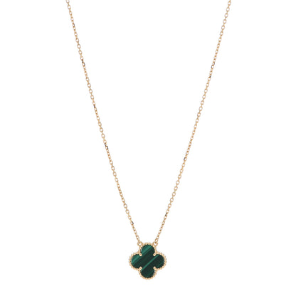 Van Cleef & Arpels 18K Yellow Gold Malachite Vintage Alhambra Pendant Necklace 1 of 6
