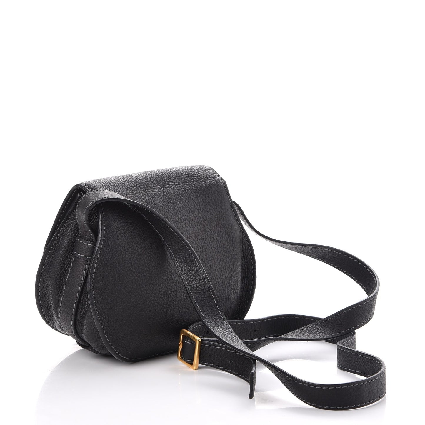 Calfskin Mini Marcie Round Crossbody Bag Black