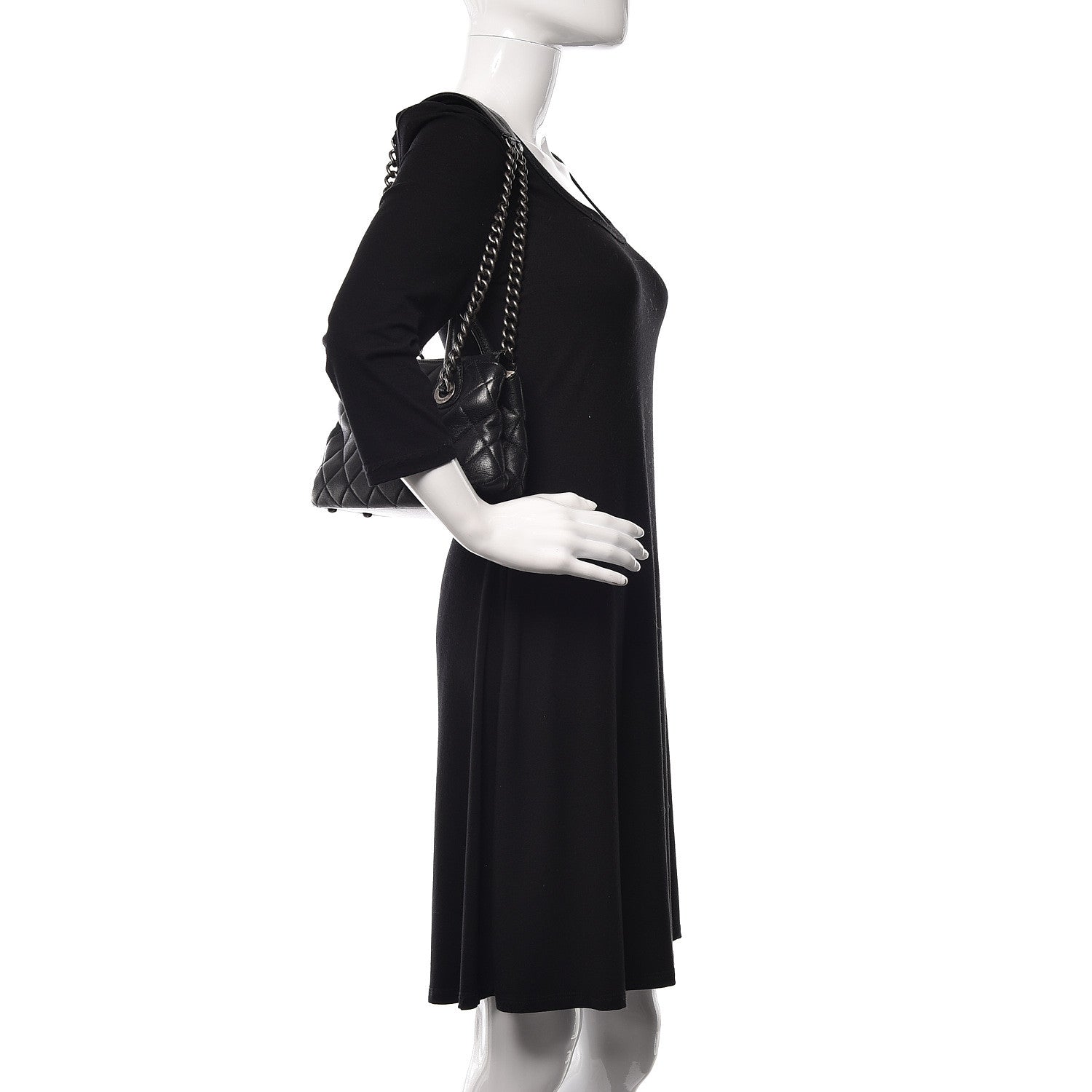 Chanel Shiny Sheepskin Quilted Small Shopping Tote Black 2 of 16