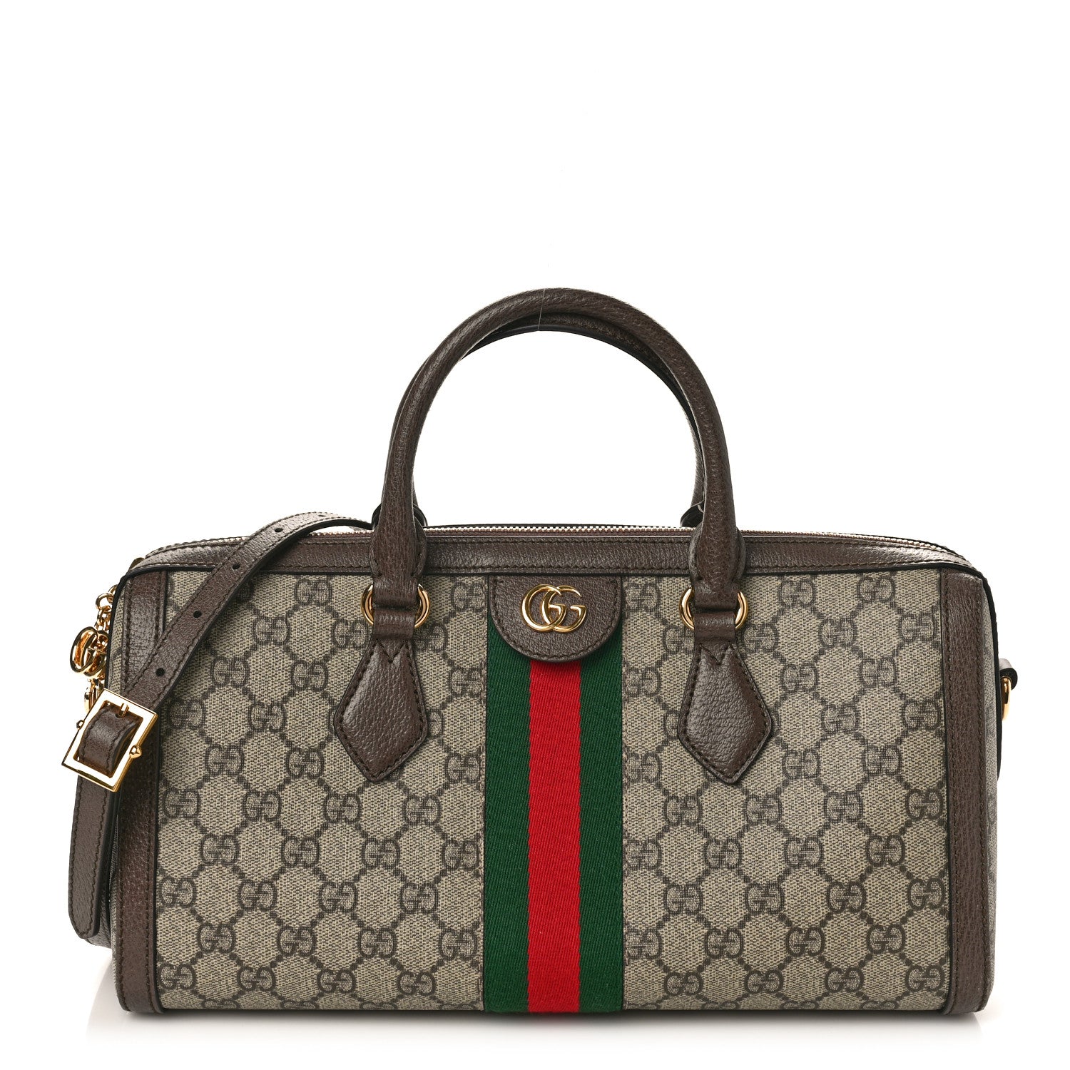 Gucci GG Supreme Monogram Web Medium Ophidia Boston Brown 1 of 9